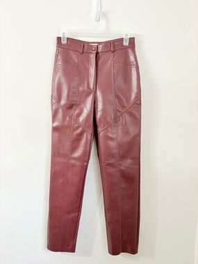 ARITZIA WILFRED Rebel Faux Leather Pants Womens 4 Spiced Burgundy Chic Grunge